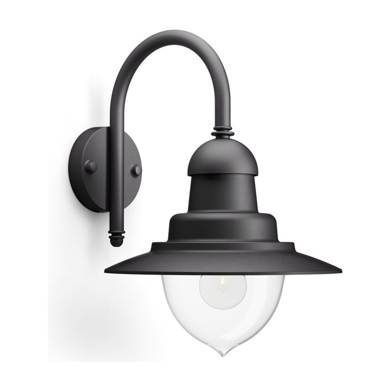 Raindrop wall lantern black 1x60W 230V